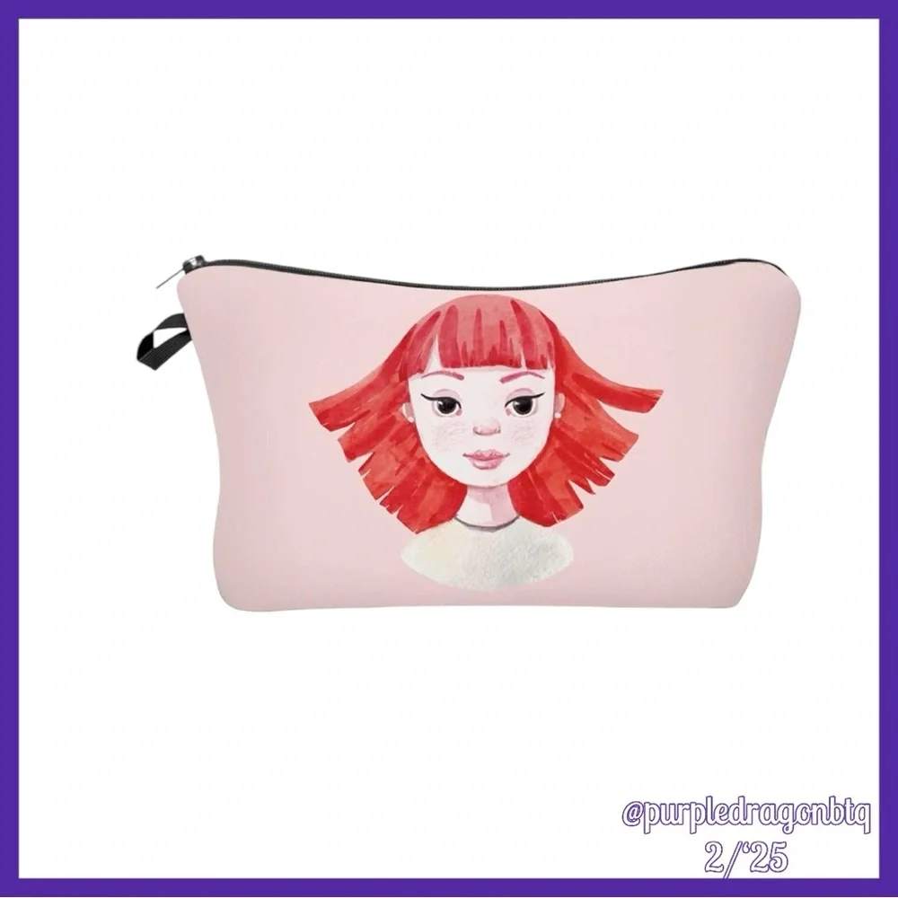 TRAVEL MAKEUP POUCH REDHEAD GIRL NWT